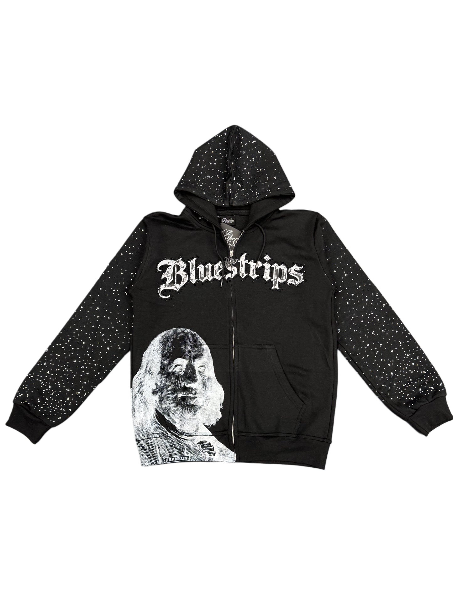 SDLxBluestrips Rhinestone Blk Hoodie #VIRGIN