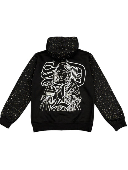 SDLxBluestrips Rhinestone Blk Hoodie #VIRGIN