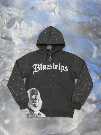#SDL Bluestrips Rhinestone Hoodie Blk