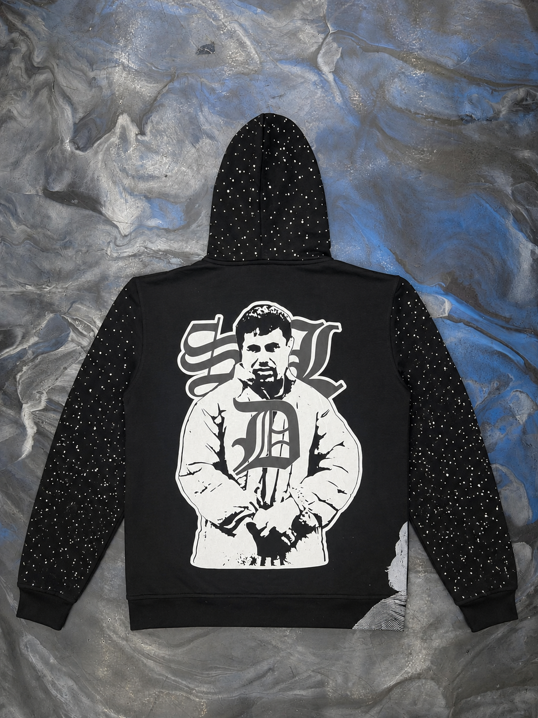 #SDL Bluestrips Rhinestone Hoodie Blk